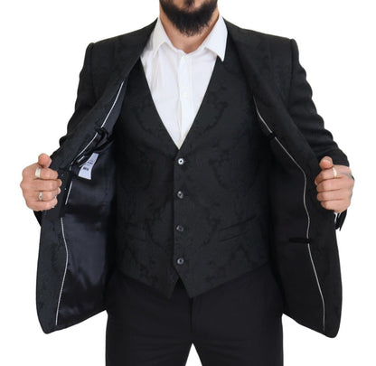 Dolce &amp; Gabbana Elegante conjunto de chaqueta y chaleco de traje Martini negro