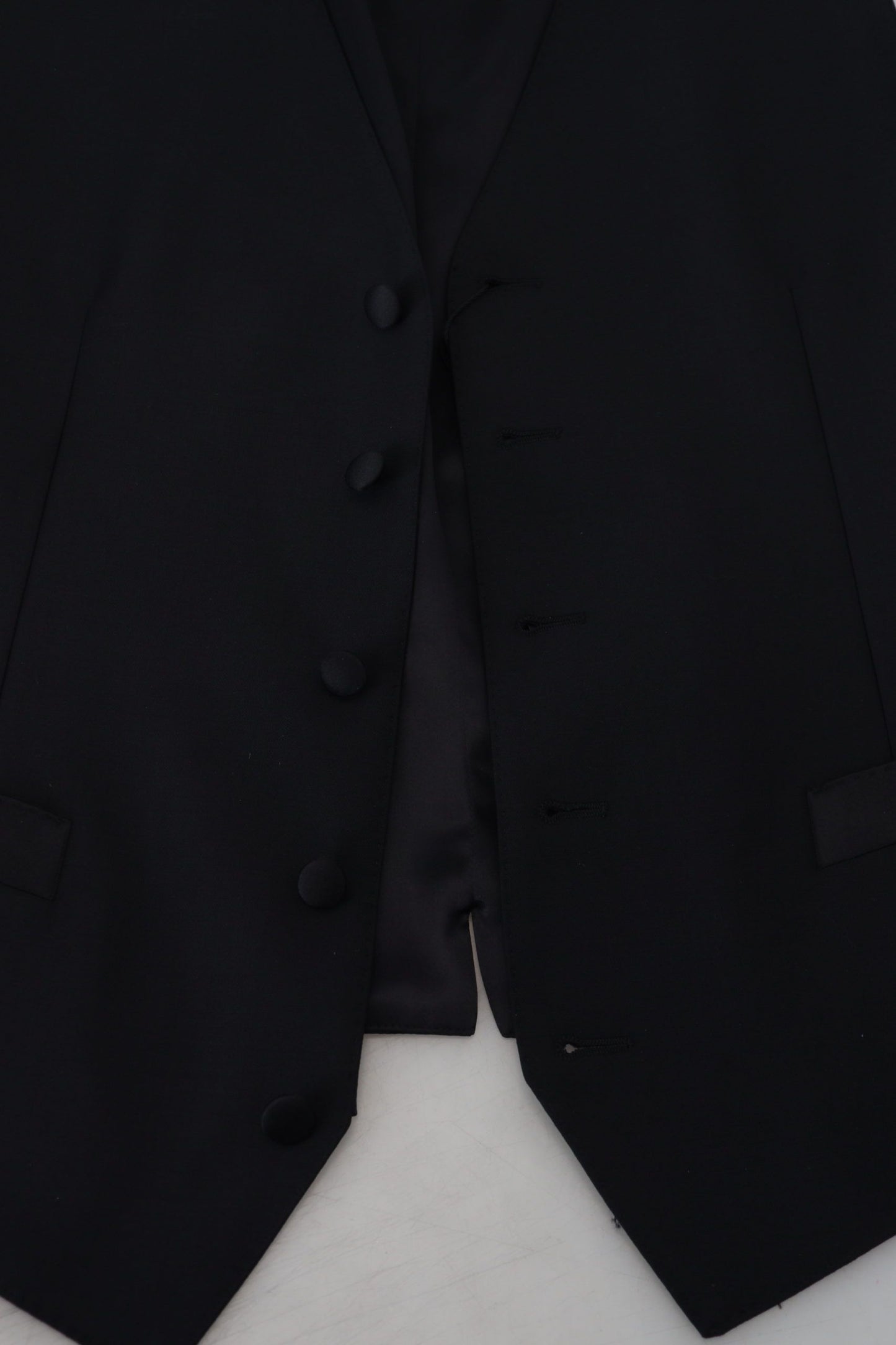 Dolce &amp; Gabbana Elegante chaleco de vestir negro con botonadura simple