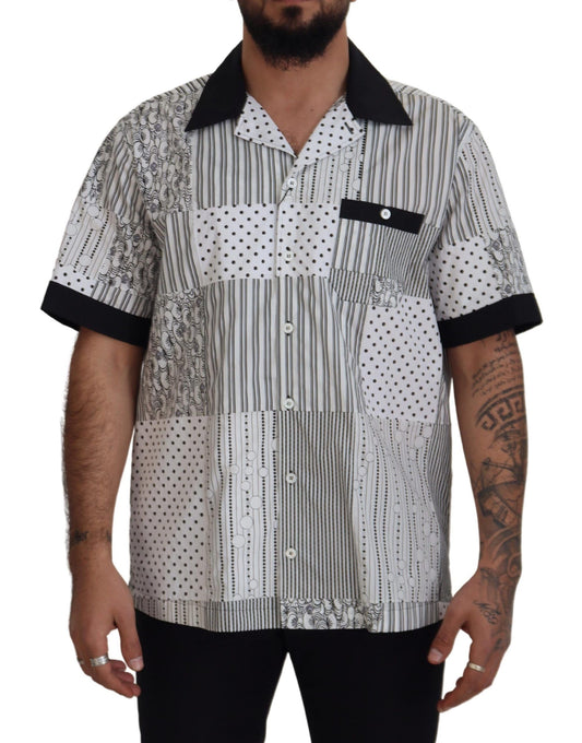 Dolce &amp; Gabbana Elegante camisa de algodón en blanco y negro