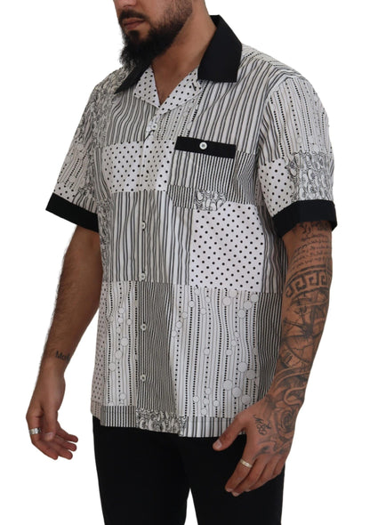Dolce &amp; Gabbana Elegante camisa de algodón en blanco y negro