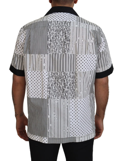 Dolce &amp; Gabbana Elegante camisa de algodón en blanco y negro