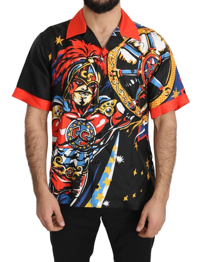 Dolce &amp; Gabbana Camisa Elegancia Casual De Seda Multicolor
