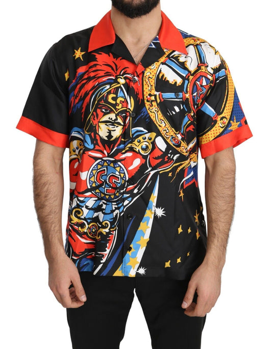 Dolce &amp; Gabbana Camisa Elegancia Casual De Seda Multicolor