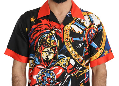 Dolce &amp; Gabbana Camisa Elegancia Casual De Seda Multicolor