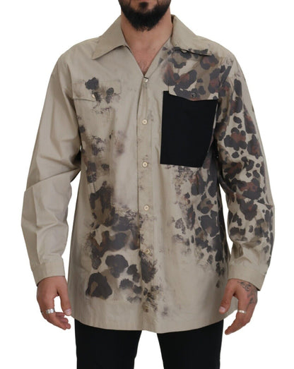 Dolce &amp; Gabbana Camisa casual con botones de algodón beige