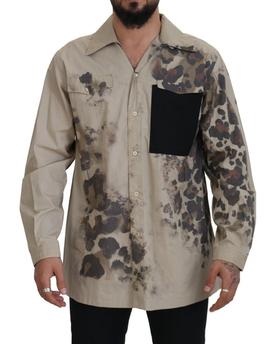Dolce &amp; Gabbana Camisa casual con botones de algodón beige