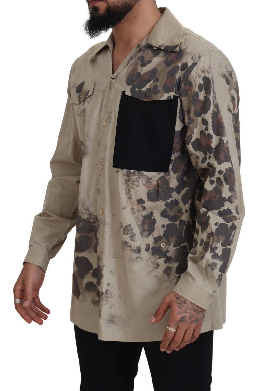 Dolce &amp; Gabbana Camisa casual con botones de algodón beige