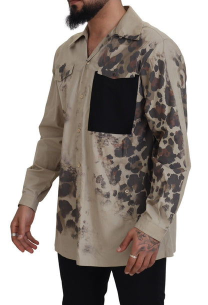 Dolce &amp; Gabbana Camisa casual con botones de algodón beige