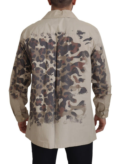 Dolce &amp; Gabbana Camisa casual con botones de algodón beige
