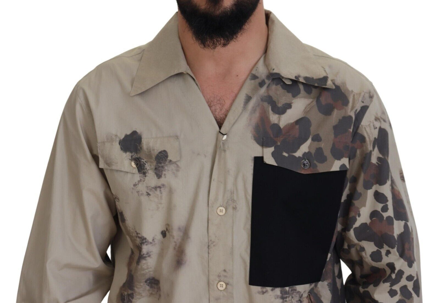 Dolce &amp; Gabbana Camisa casual con botones de algodón beige