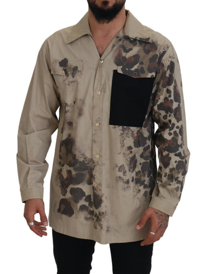 Dolce &amp; Gabbana Camisa casual con botones de algodón beige