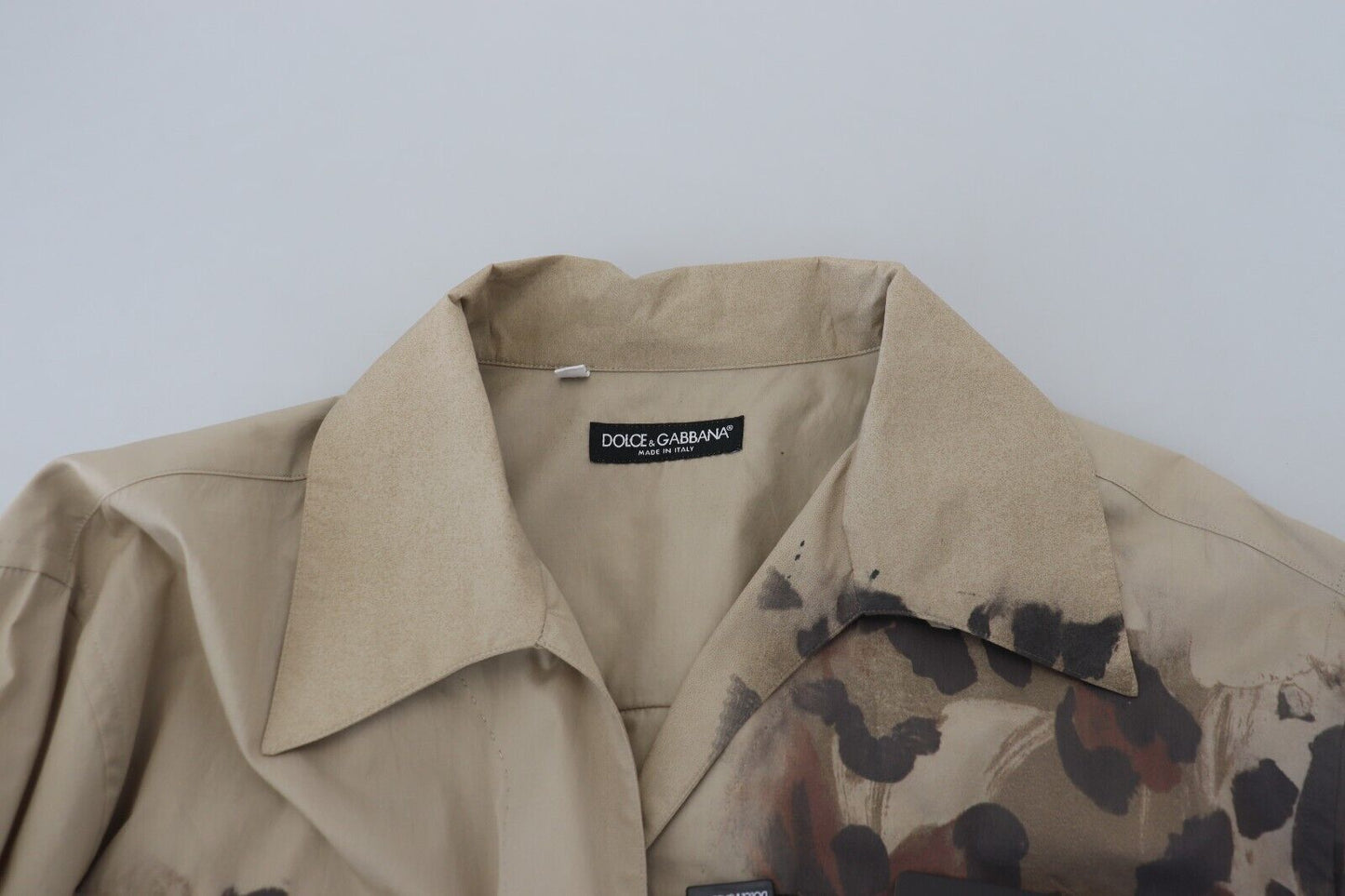 Dolce &amp; Gabbana Camisa casual con botones de algodón beige