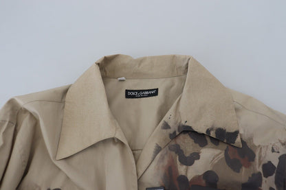 Dolce &amp; Gabbana Camisa casual con botones de algodón beige