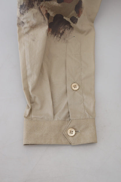Dolce &amp; Gabbana Camisa casual con botones de algodón beige
