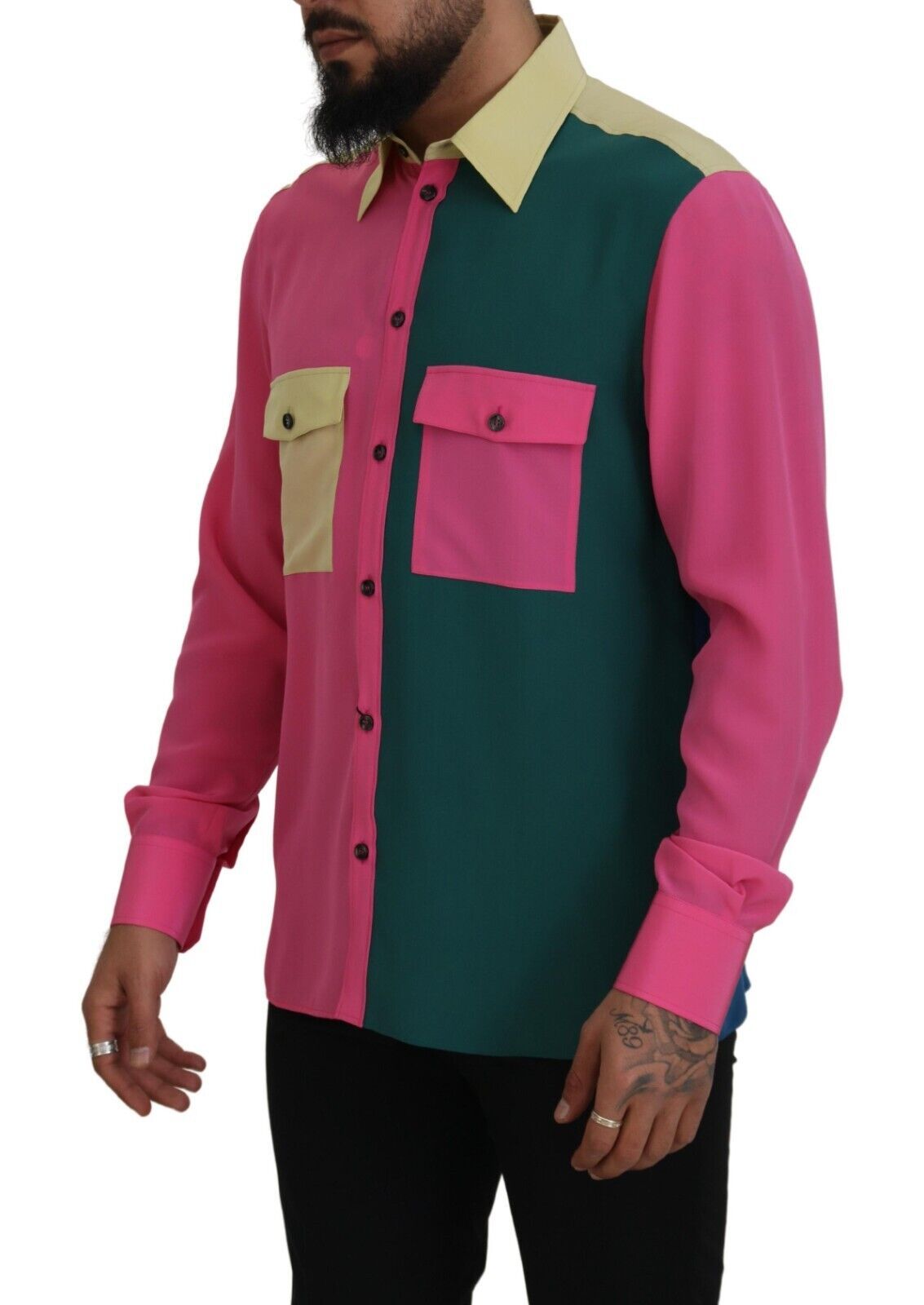 Dolce &amp; Gabbana Elegant Multicolor Silk Button-Down Shirt