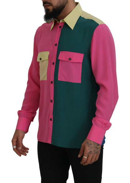 Dolce &amp; Gabbana Elegant Multicolor Silk Button-Down Shirt