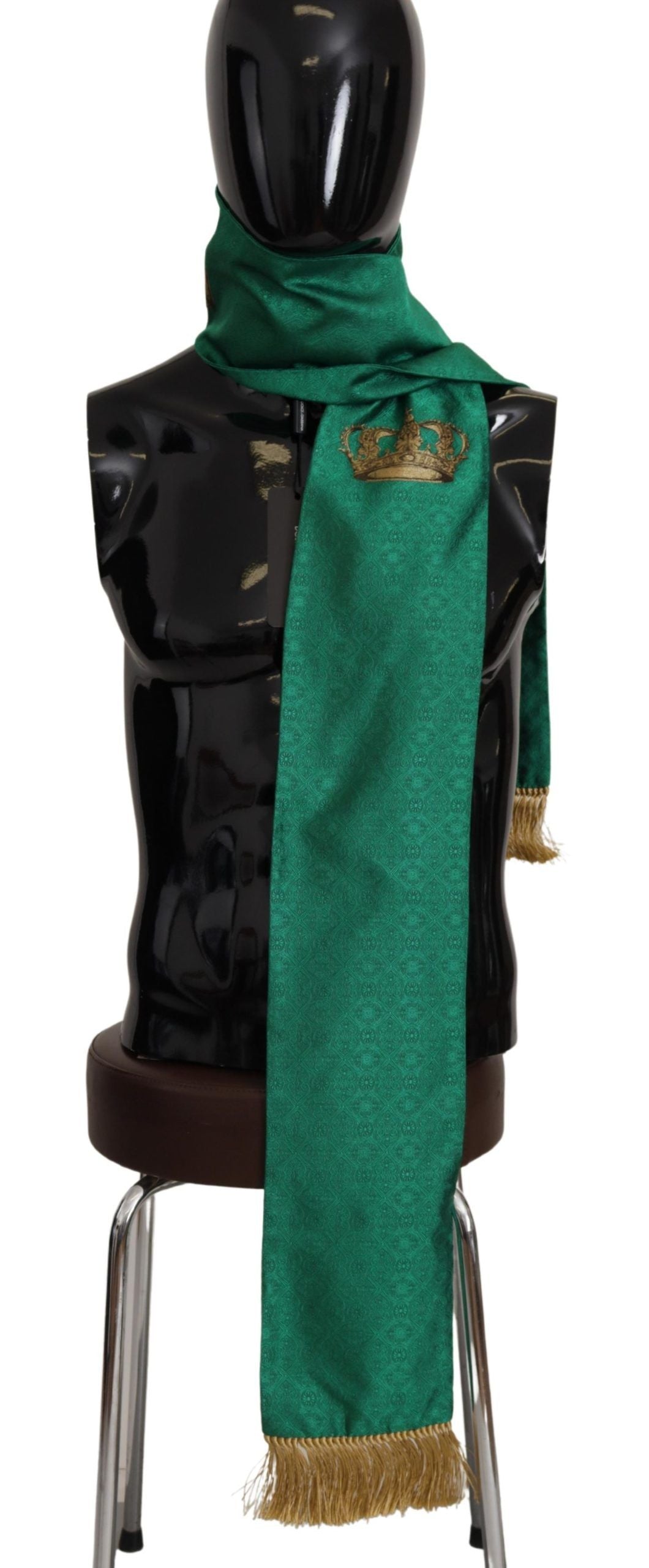 Dolce &amp; Gabbana Elegante bufanda de hombre en mezcla de seda verde