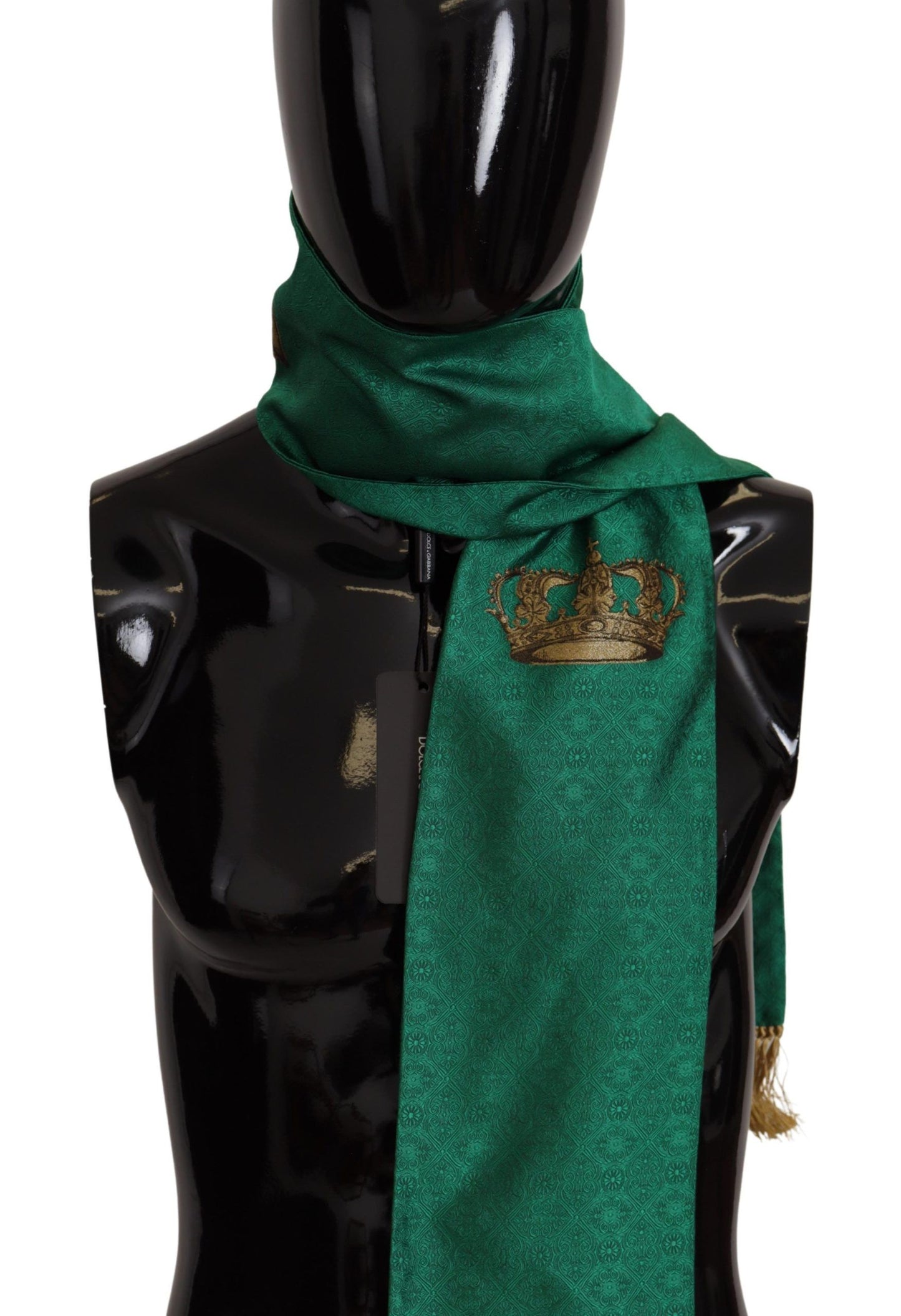 Dolce &amp; Gabbana Elegante bufanda de hombre en mezcla de seda verde