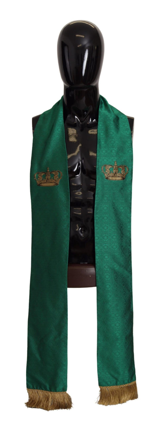 Dolce &amp; Gabbana Elegante bufanda de hombre en mezcla de seda verde