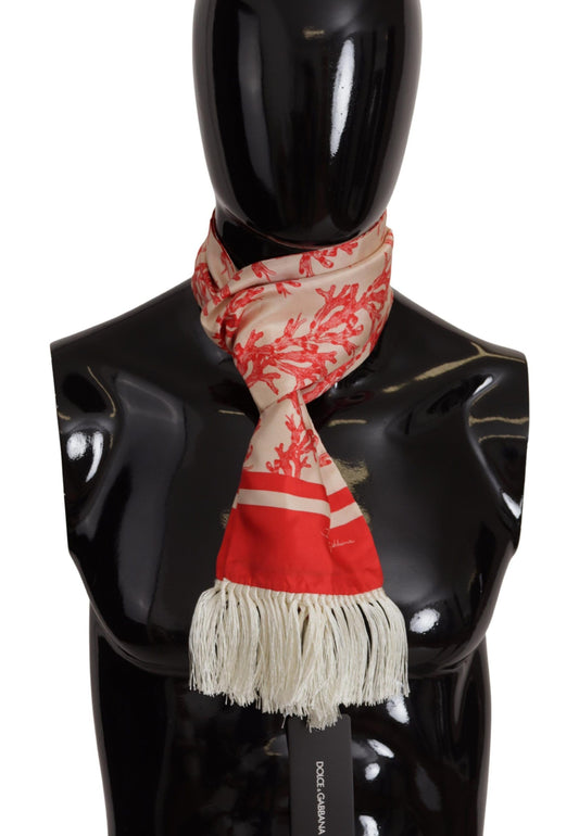 Bufanda Hombre Dolce &amp; Gabbana Elegant Silk - Red Coral Print