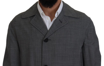 Dolce &amp; Gabbana Elegante gabardina a cuadros gris