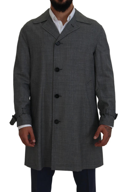 Dolce &amp; Gabbana Elegante gabardina a cuadros gris