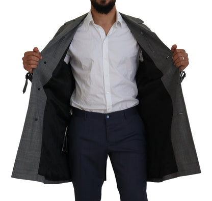 Dolce &amp; Gabbana Elegante gabardina a cuadros gris