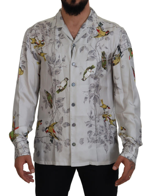 Dolce &amp; Gabbana Camisa casual elegante con estampado de pájaros de seda
