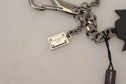 Dolce &amp; Gabbana Elegant Silver and Black Designer Keychain