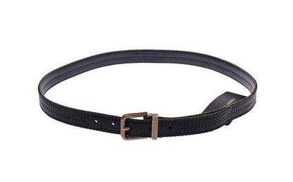 Dolce &amp; Gabbana Elegante cinturón de hombre en mezcla de cuero y algodón azul