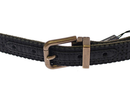 Dolce &amp; Gabbana Elegante cinturón de hombre en mezcla de cuero y algodón azul