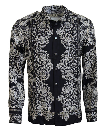 Dolce &amp; Gabbana Elegante camisa barroca floral de satén