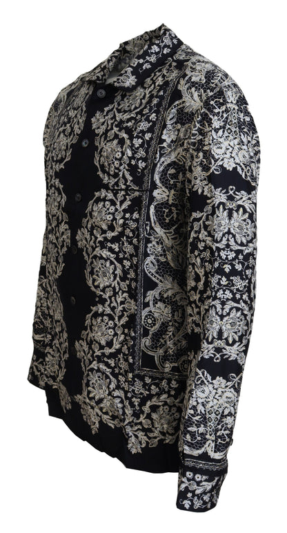 Dolce &amp; Gabbana Elegante camisa barroca floral de satén