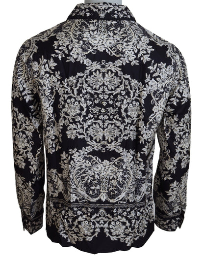 Dolce &amp; Gabbana Elegante camisa barroca floral de satén