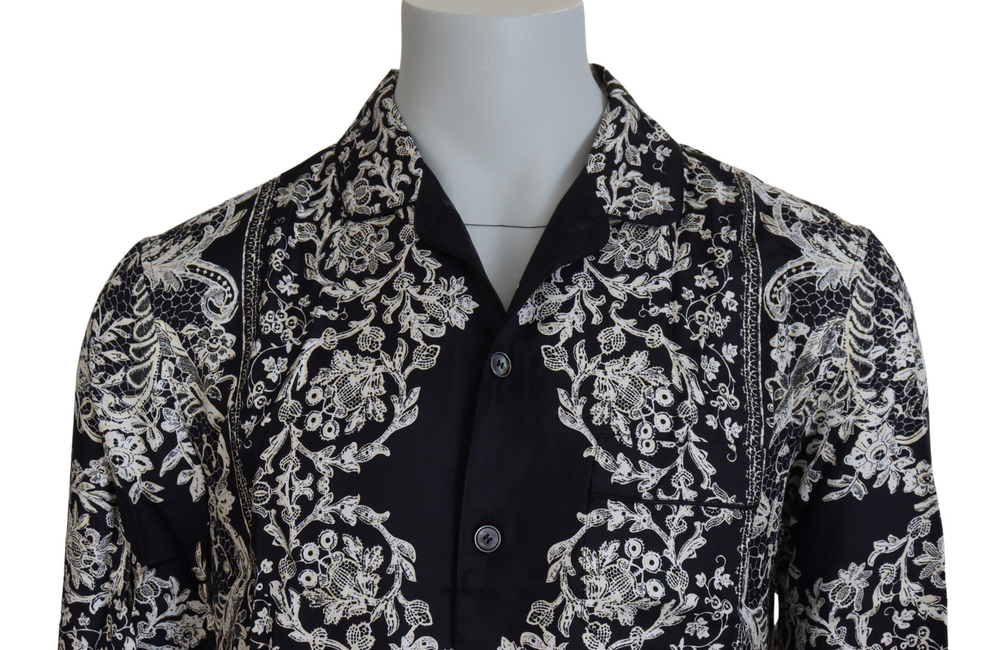 Dolce &amp; Gabbana Elegante camisa barroca floral de satén