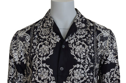 Dolce &amp; Gabbana Elegante camisa barroca floral de satén