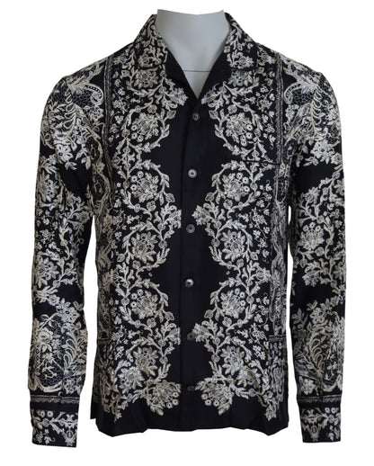 Dolce &amp; Gabbana Elegante camisa barroca floral de satén