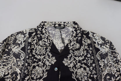 Dolce &amp; Gabbana Elegante camisa barroca floral de satén