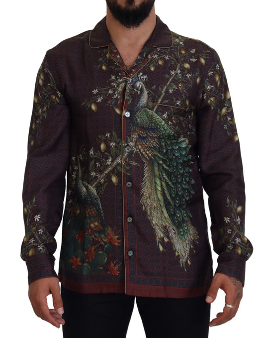 Dolce &amp; Gabbana Camisa estilo pijama de satén de seda elegante para hombre