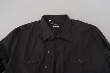 Dolce &amp; Gabbana Camisa de vestir elegante gris Sicilia Slim Fit