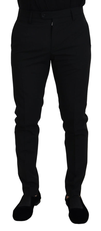 Dolce &amp; Gabbana Elegante pantalón negro de mezcla de lana