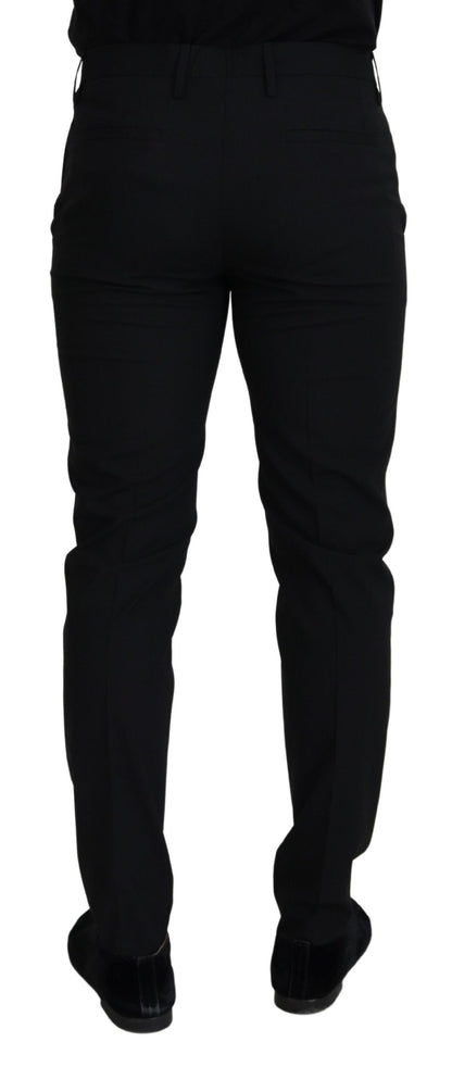 Dolce &amp; Gabbana Elegante pantalón negro de mezcla de lana