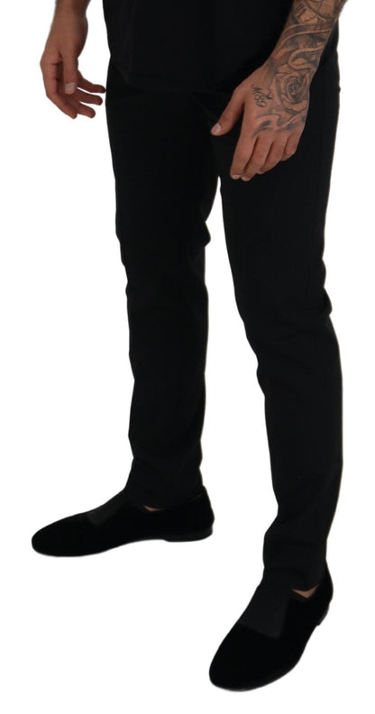Dolce &amp; Gabbana Elegante pantalón negro de mezcla de lana