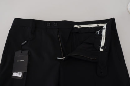 Dolce &amp; Gabbana Elegante pantalón negro de mezcla de lana