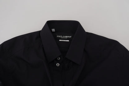 Dolce &amp; Gabbana Camisa de vestir elegante de algodón negra de corte slim
