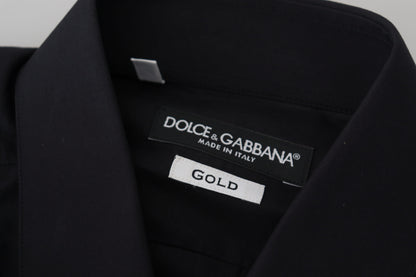 Dolce &amp; Gabbana Camisa de vestir elegante de algodón negra de corte slim