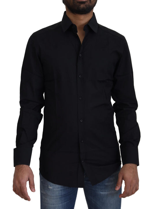 Dolce &amp; Gabbana Camisa de vestir elegante de algodón negra