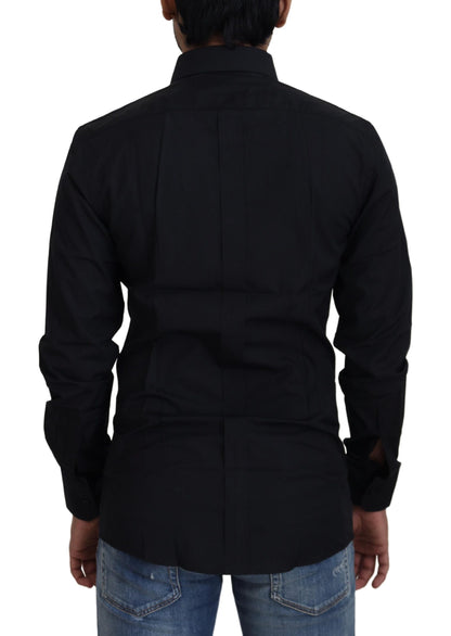 Dolce &amp; Gabbana Camisa de vestir elegante de algodón negra