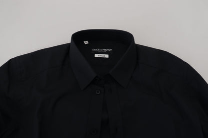 Dolce &amp; Gabbana Camisa de vestir elegante de algodón negra