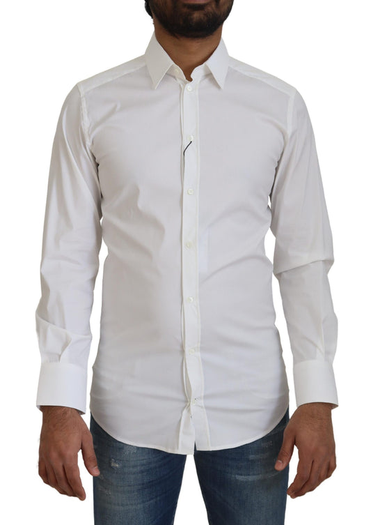 Dolce &amp; Gabbana Camisa de vestir blanca deslumbrante de corte slim